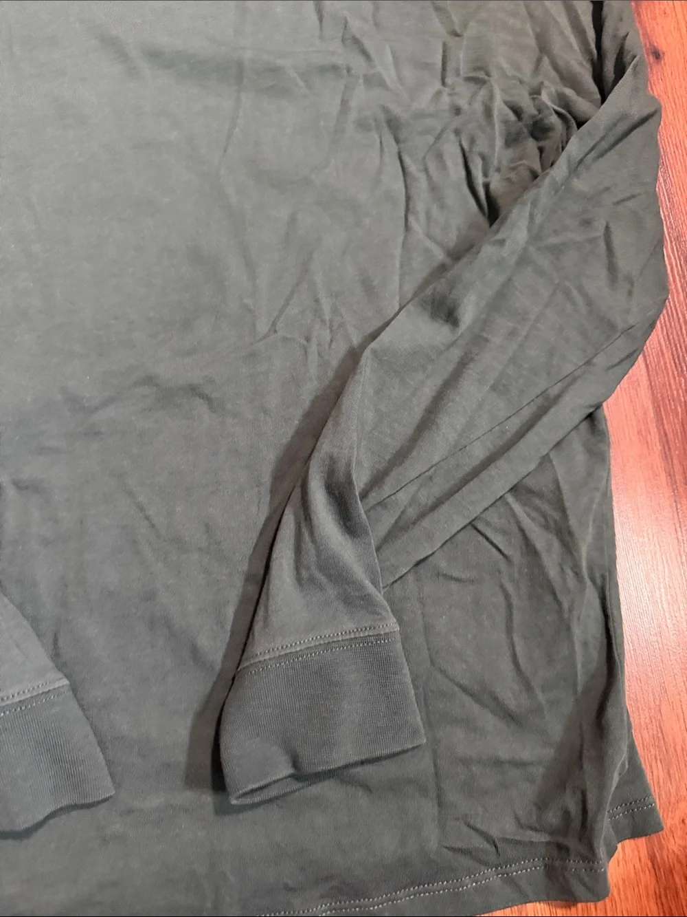 Nike Long-Sleeve Crew Tee in Dark Green with White Logo